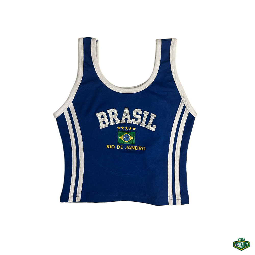 Regata Cropped Bordada Feminina