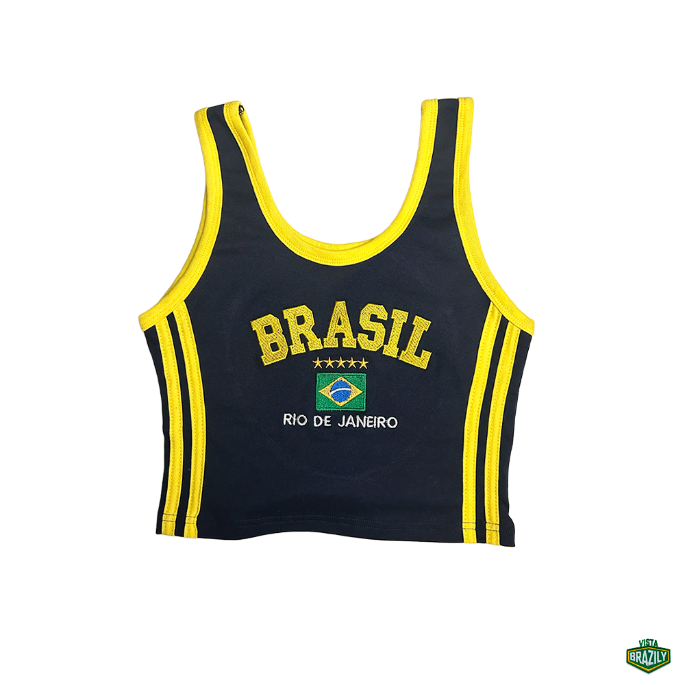 Regata Cropped Bordada Feminina