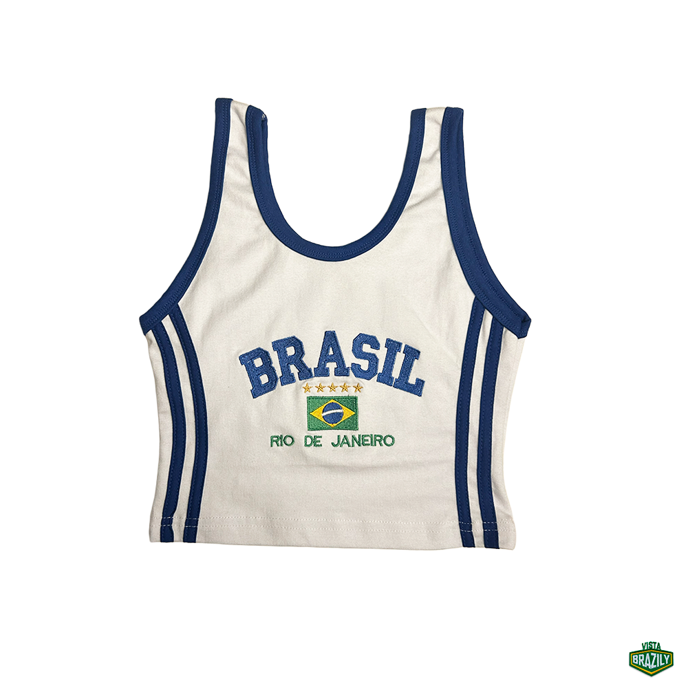 Regata Cropped Bordada Feminina